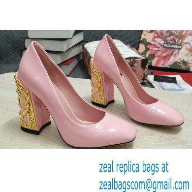 Dolce & Gabbana Logo Heel 10.5cm Patent leather Pumps Light Pink 2022